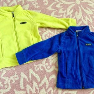 Columbia Kids Fleece Jackets - Neon Yellow and Royal Blue